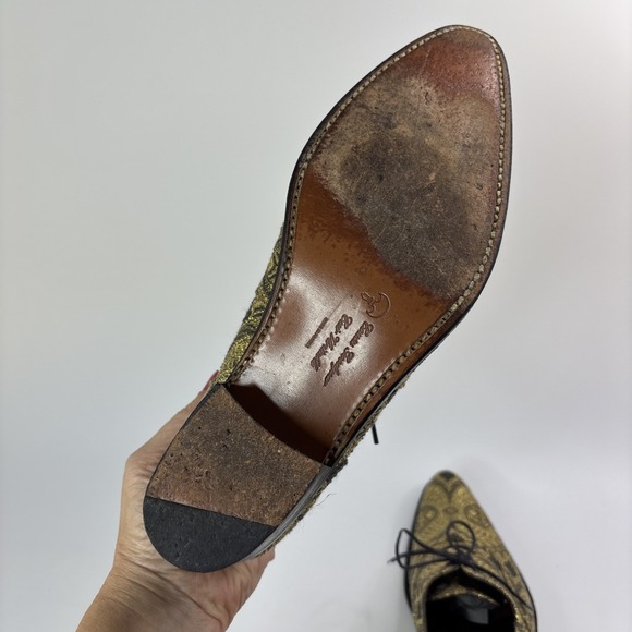 Robert Clergerie Paris Luxury Shoes Leather Gold Metallic Oxford Lace Up Pump - Picture 8 of 13